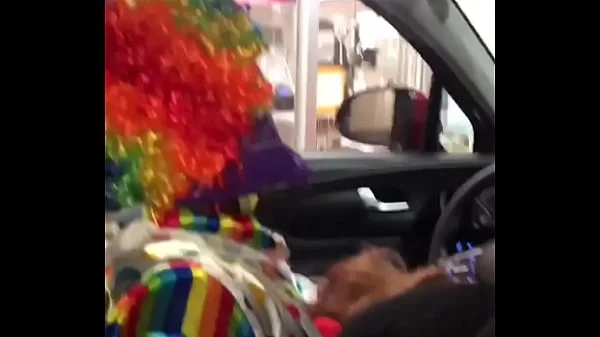 Clown gets dick sucked while ordering food