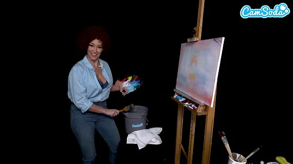 Big Tits MILF Ryan Keely Cosplay As Bob Ross Gets Horny During Painting Tutorial