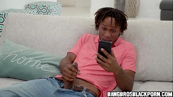 She caught him jerking off on Xvideos! - black porn