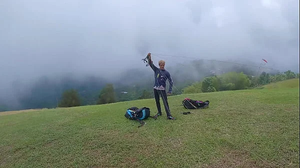 Wet Pussy SQUIRTING IN THE SKY 2200m High In The Clouds while PARAGLIDING