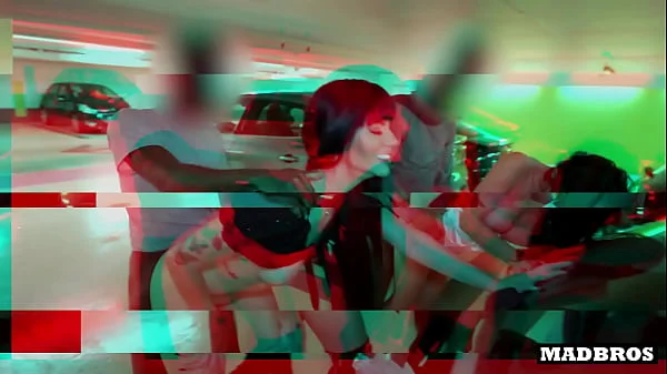 Two big ass Latina roommates fucked by two black guys in a public parking lot!!!