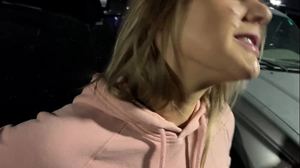 Risky Wife Sucks Cock in Bar/Parking Lot and Cum Walk