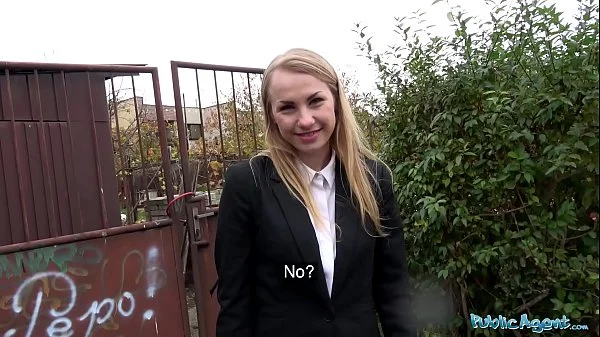 Public Agent Cute Blonde Russian babe fucked through tights at roadside