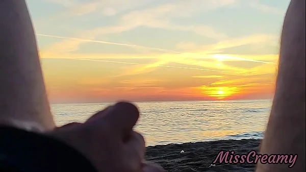 FLASHING my COCK in front of my STEPDAUGHTER at SUNSET in a PUBLIC BEACH and she HELPS me CUMSHOT in front of everyone - REAL SEX RISKY