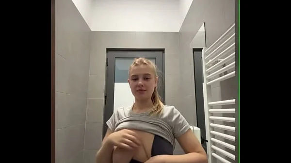 Creampie pussy. Squirting in public and fingering