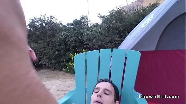 Natural big tits girlfriend bangs at picnic