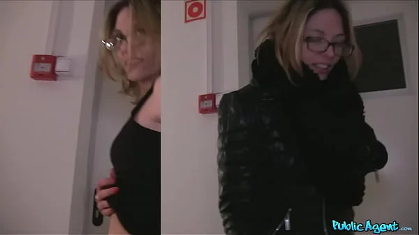 Public Agent French Babe in Glasses Fucked on a Public Stairwell