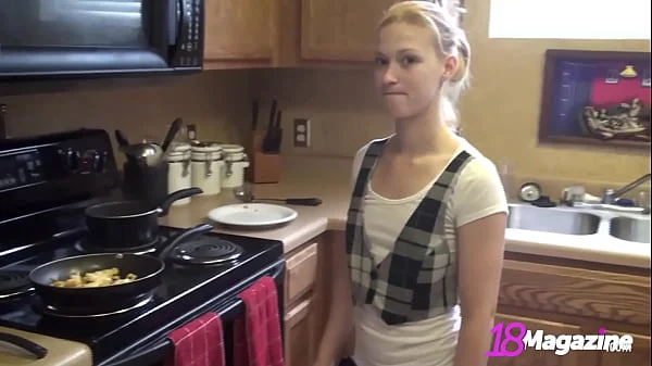 Sweet Flat Chested Blondie Emi Clear Cooks Something For You Nude!