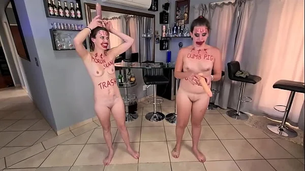 Two stupid whores doing stupid things | self humiliation and humiliating each other