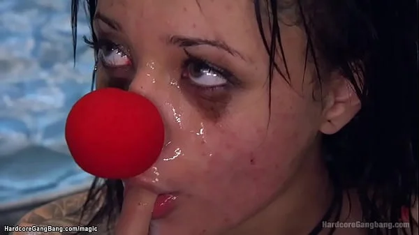 Little ebony slut rough group fucked