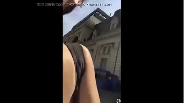 busty teen girl strip naked in public city square