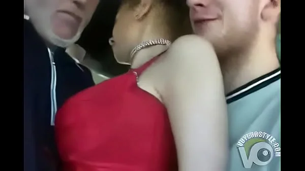 Busty girl groped on the Bus by an old man !