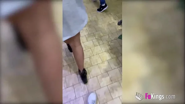 Shameless teen shows her naked body in a shop and gets the whole 'hood horny