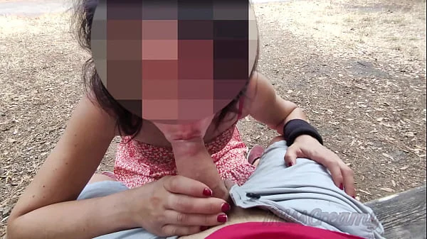 Flashing my dick in front of a young girl in public park and facial cumshot It's very risky with people walking around 4K - MissCreamy